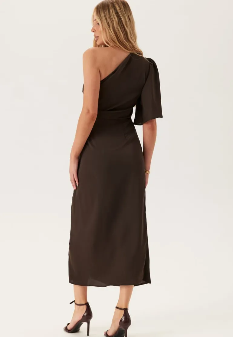 Ruched One Shoulder Midi Dress