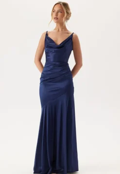 Satin Cowl Neck Maxi Dress