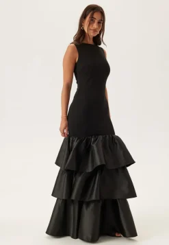 Satin Frill Maxi Dress