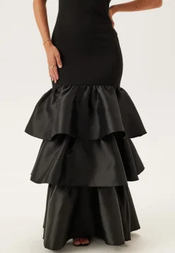 Satin Frill Maxi Dress