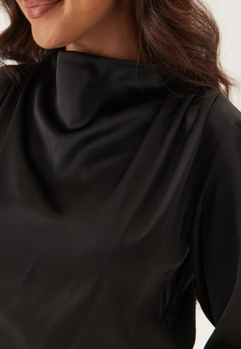 Satin High Collar Midi Dress
