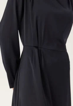 Satin High Collar Midi Dress