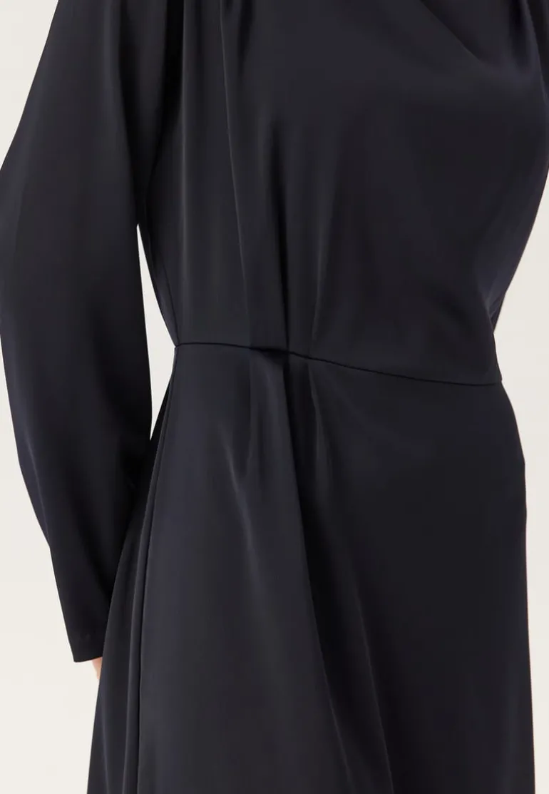 Satin High Collar Midi Dress