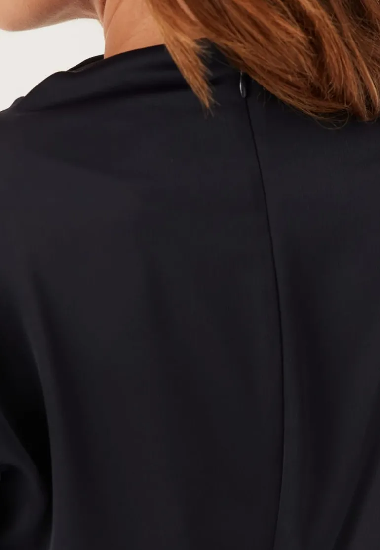Satin High Collar Midi Dress