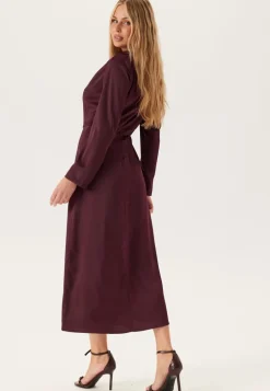 Satin High Collar Midi Dress