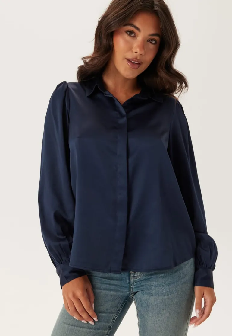 Satin Puff Sleeve Shirt