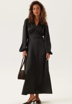Satin V-neck Maxi Dress