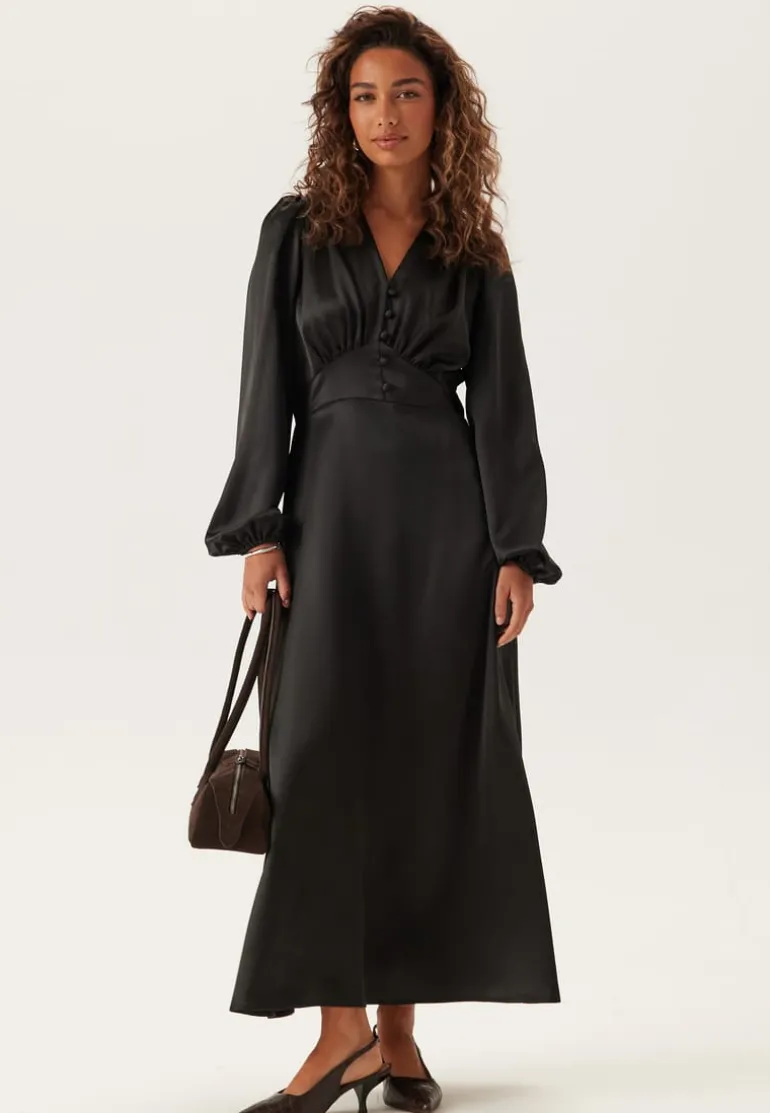 Satin V-neck Maxi Dress