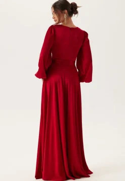 Satin Volume Sleeve Maxi Dress
