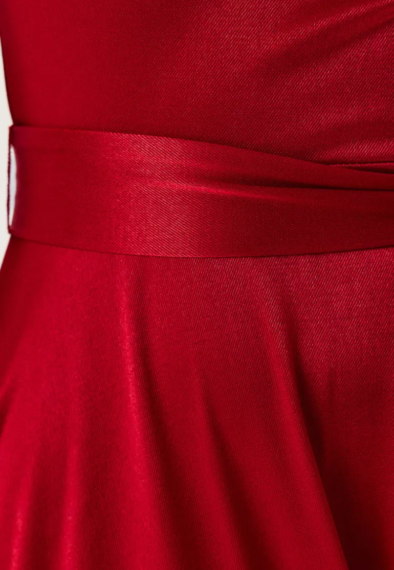 Satin Volume Sleeve Maxi Dress