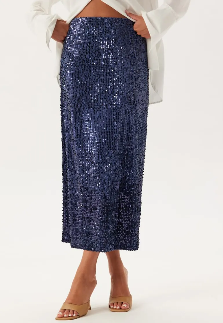 Sequin A-line Midi Skirt