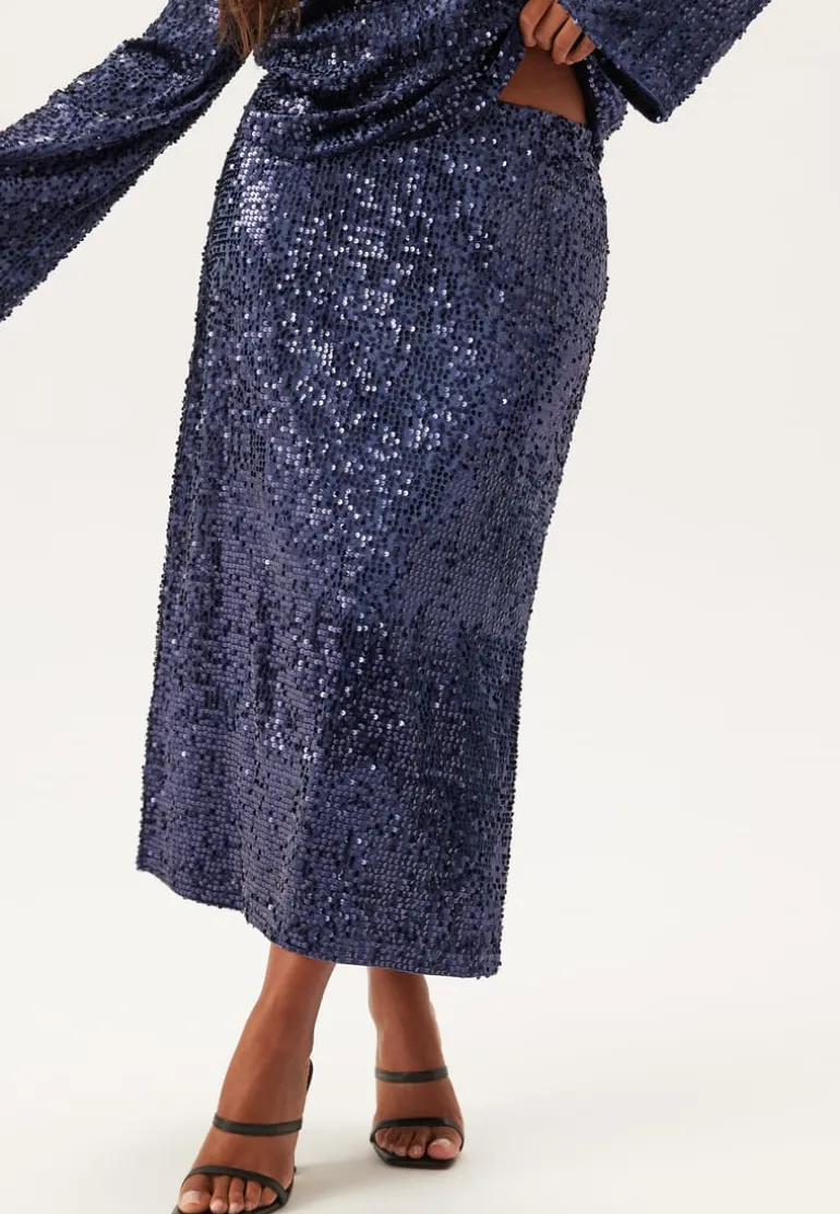 Sequin A-line Midi Skirt