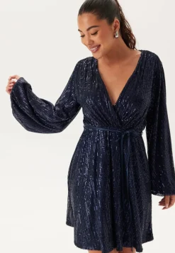 Sequin Balloon Sleeve Dress