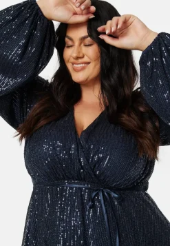 Sequin Balloon Sleeve Dress