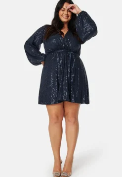 Sequin Balloon Sleeve Dress