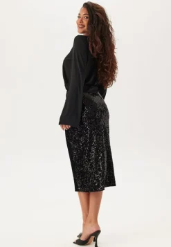 Sequin Trumpet Sleeve Midi Dress