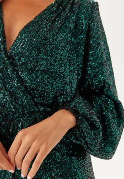 Sequin Wrap Gown