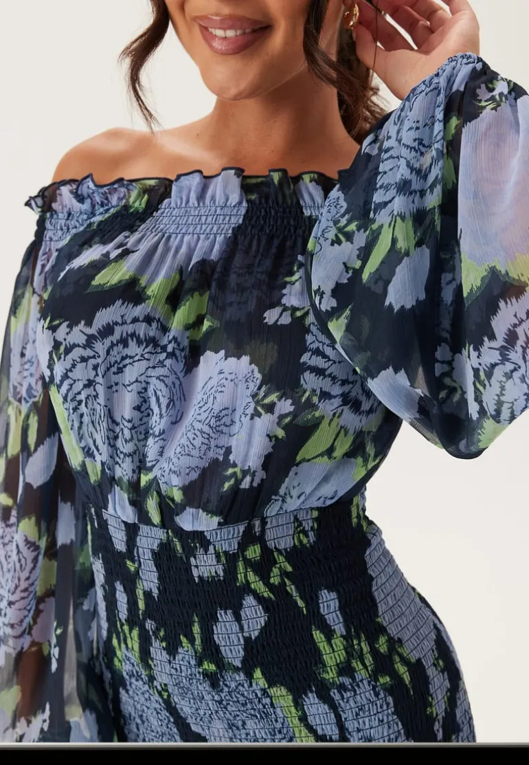 Smock Off Shoulder Maxi Dress