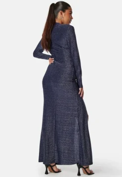 Sparkling Ruched Slit Gown
