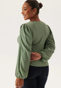 Square Neck Balloon Sleeve Top