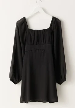 Square Neck L/S Georgette Dress
