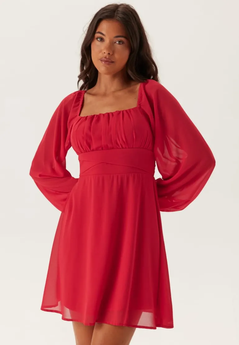 Square Neck L/S Georgette Dress