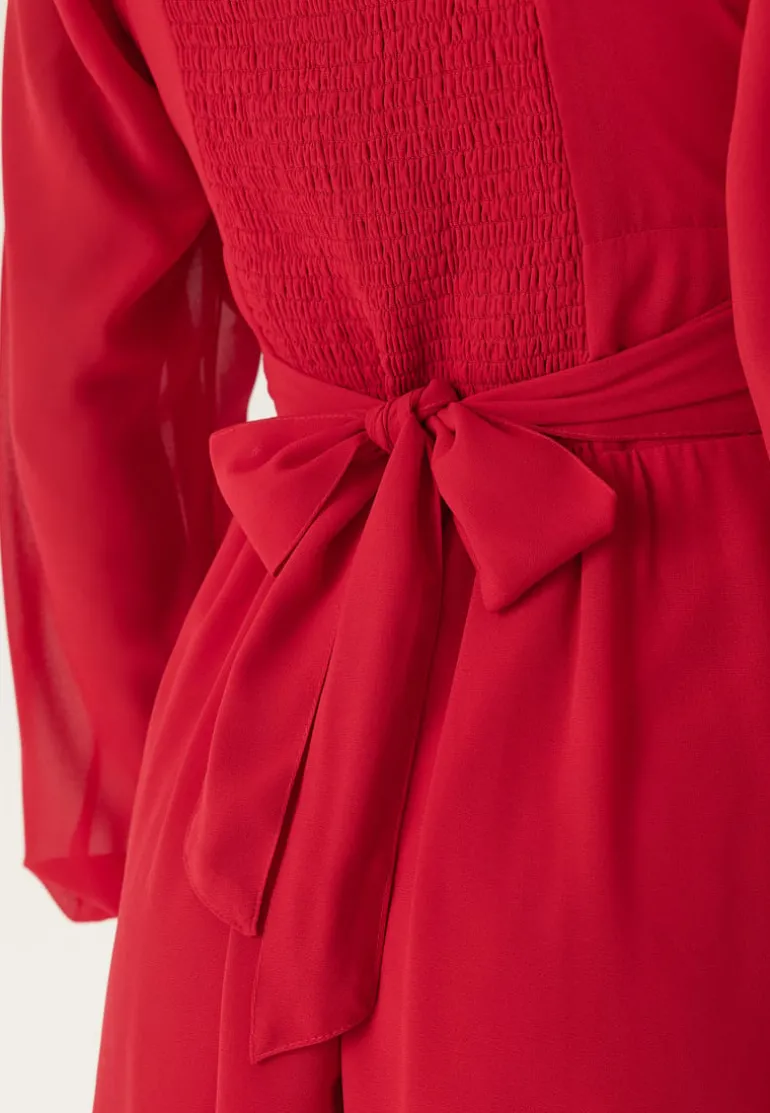 Square Neck L/S Georgette Dress