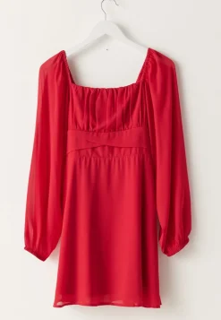 Square Neck L/S Georgette Dress