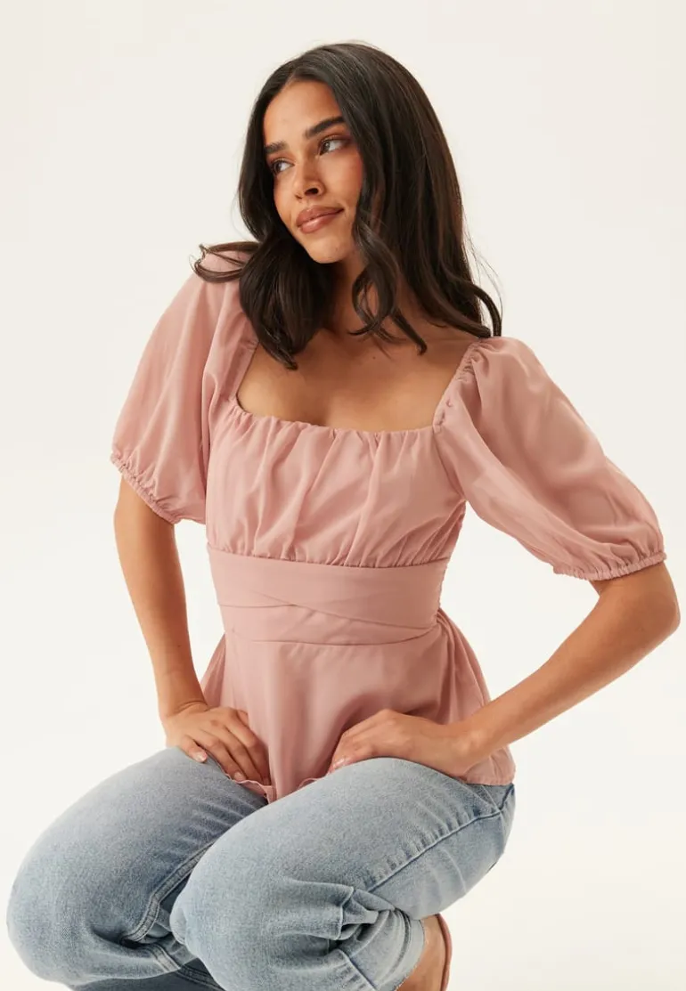 Square Neck S/S Georgette Blouse