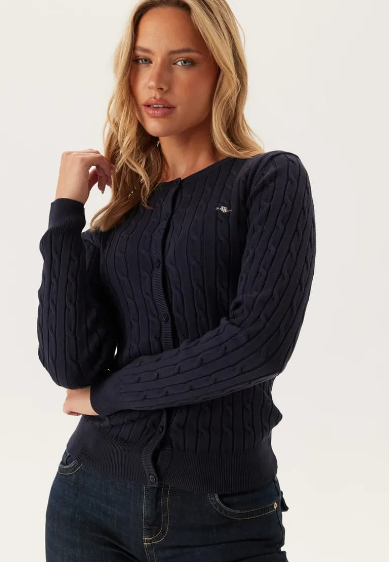Stretch Cotton Cable Cardigan