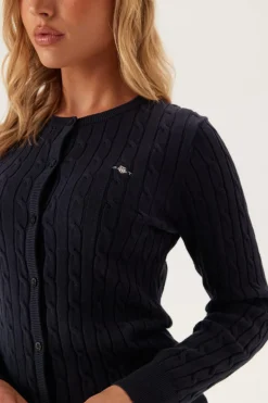 Stretch Cotton Cable Cardigan