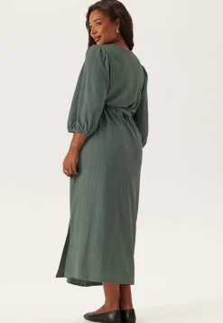 Structured Puff Sleeve Midi Dress
