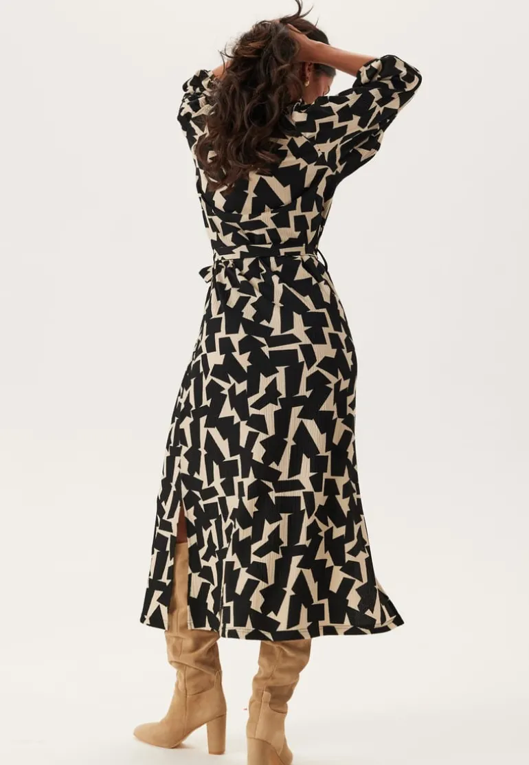 Structured Puff Sleeve Midi Dress