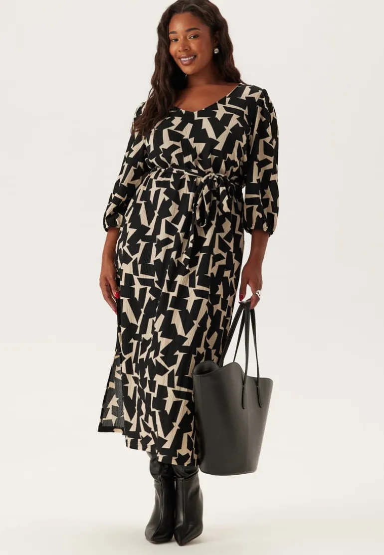 Structured Puff Sleeve Midi Dress