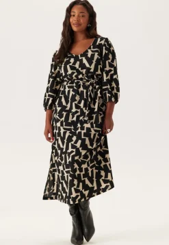 Structured Puff Sleeve Midi Dress