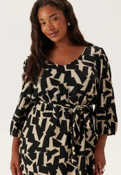 Structured Puff Sleeve Midi Dress