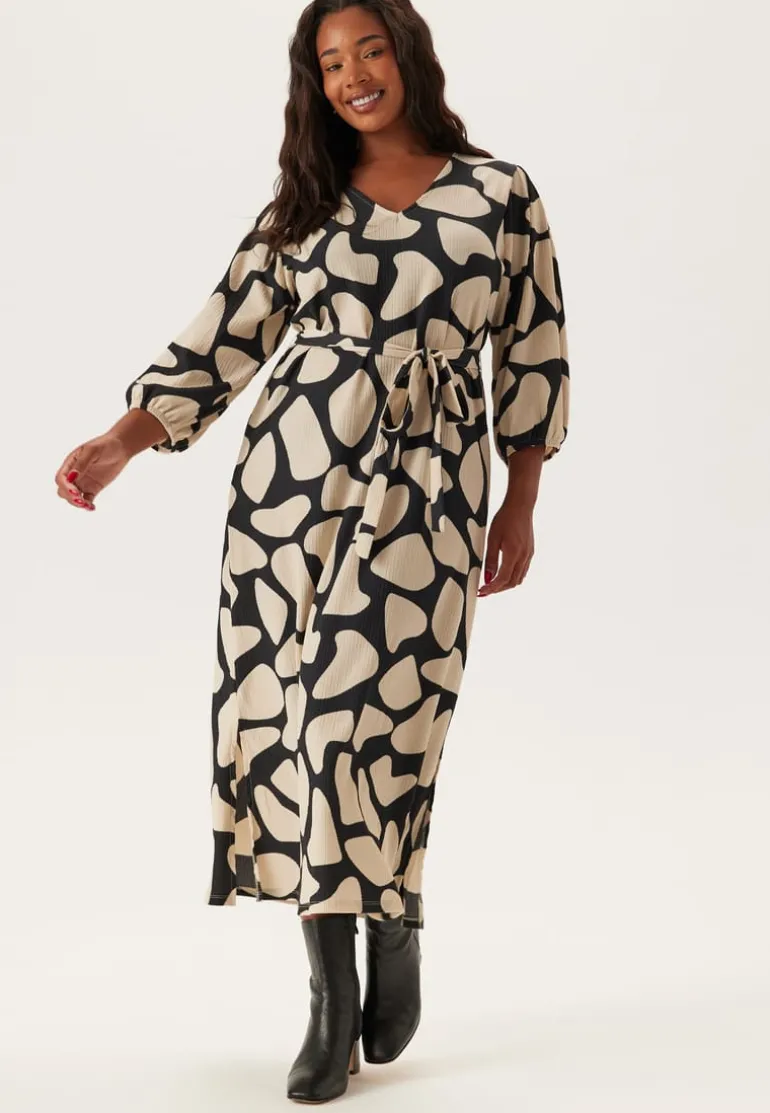 Structured Puff Sleeve Midi Dress