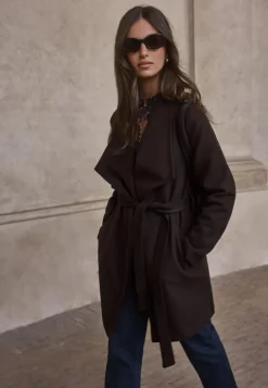 Vicooley Collar Belt Coat