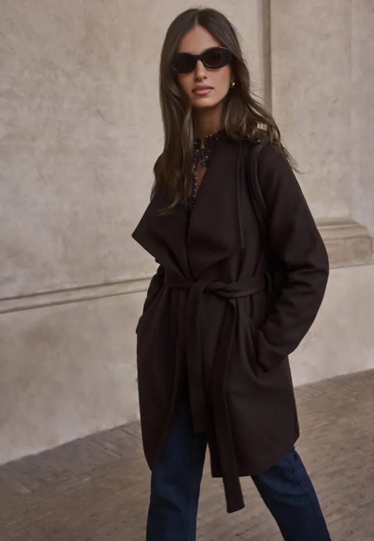 Vicooley Collar Belt Coat