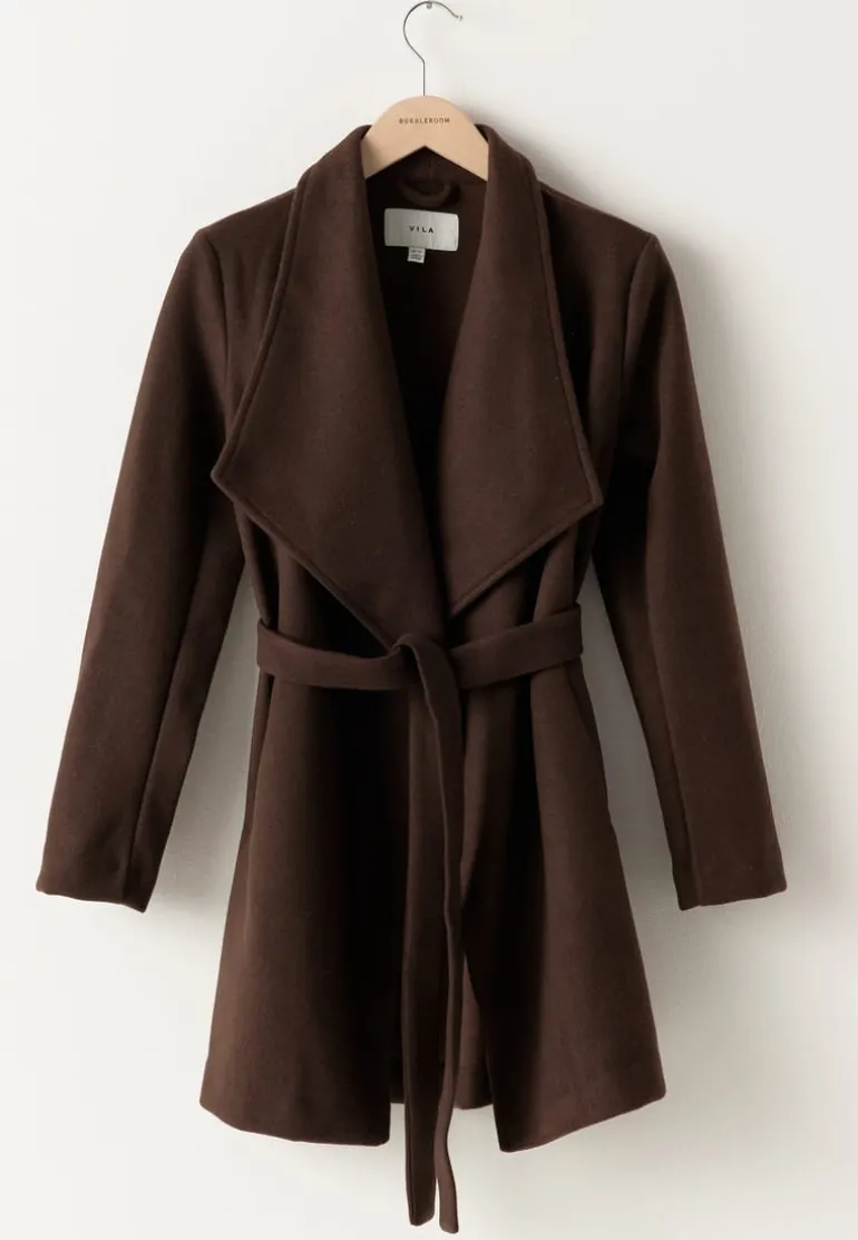 Vicooley Collar Belt Coat