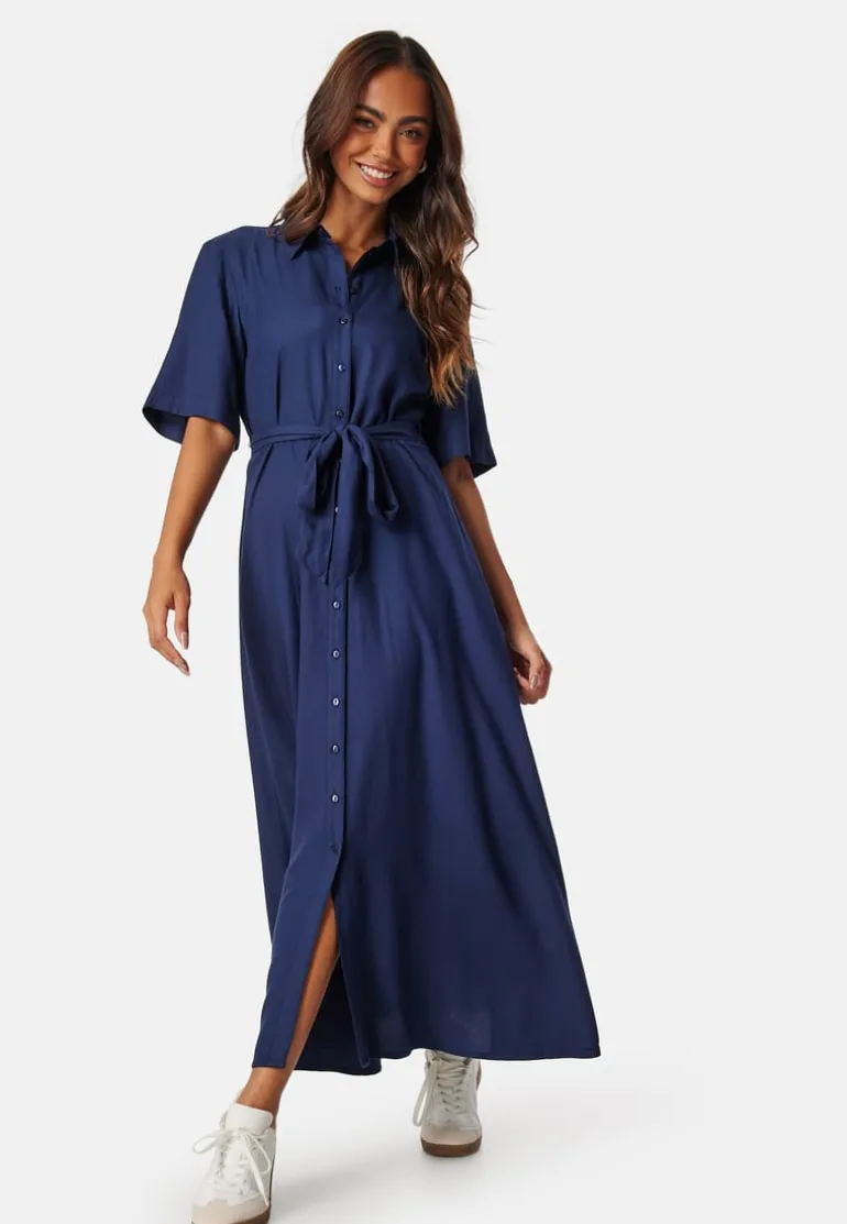 Viscose Belted Shirt Dress