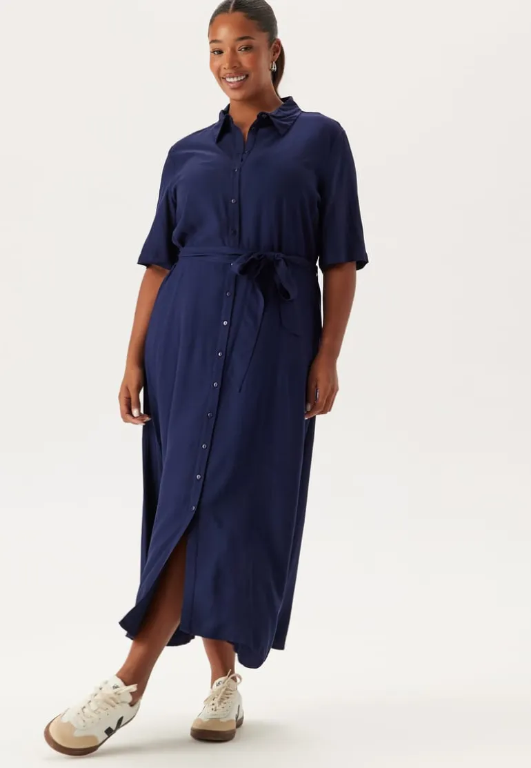 Viscose Belted Shirt Dress