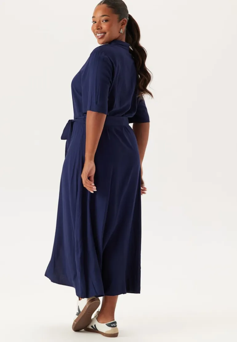 Viscose Belted Shirt Dress