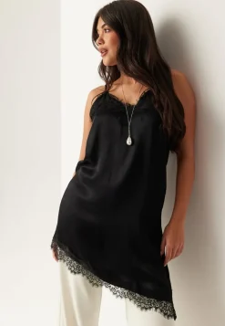 Viscose Satin Lace Mini Dress