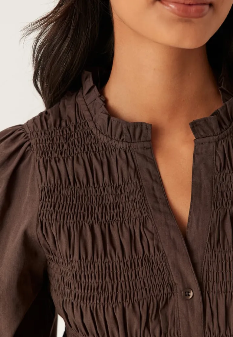 V-neck Cotton Smock Blouse