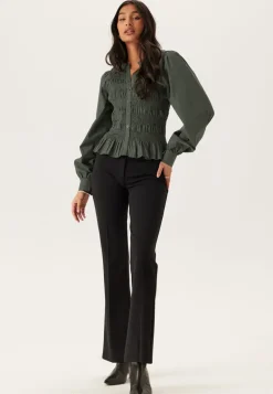 V-neck Cotton Smock Blouse
