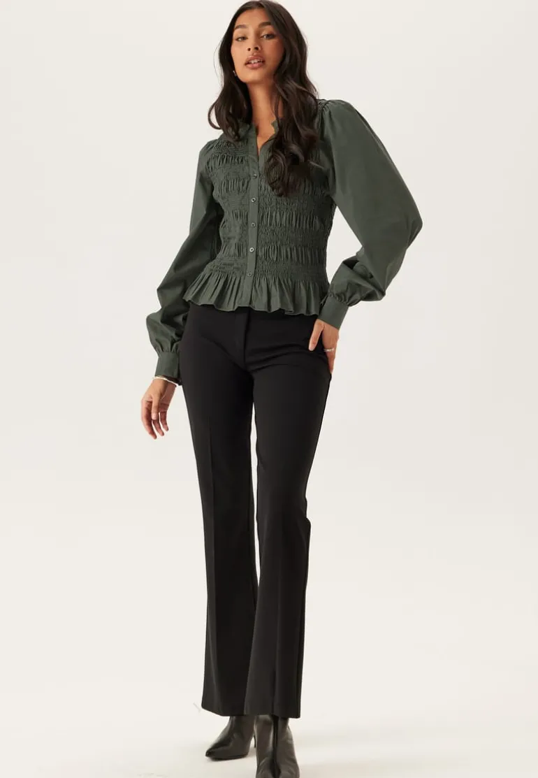 V-neck Cotton Smock Blouse