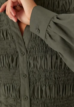 V-neck Cotton Smock Blouse