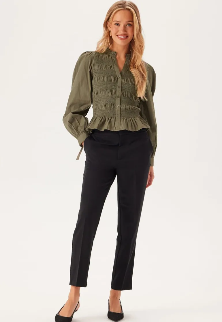 V-neck Cotton Smock Blouse