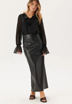 V-neck Frill L/S Chiffon Blouse